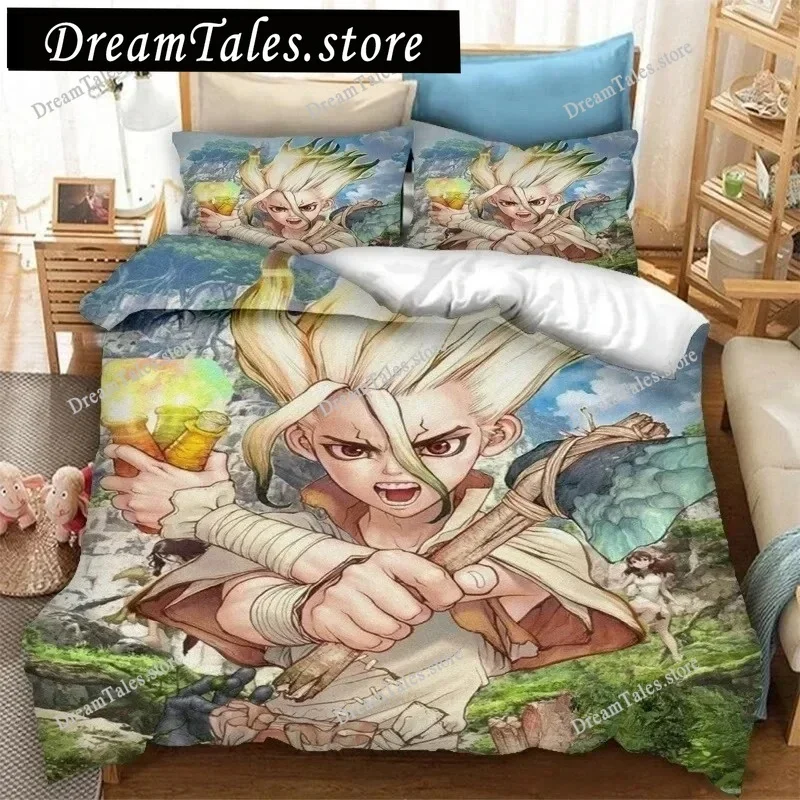 

New Anime Dr.STONE 3D Print Bedding Set Duvet Covers Pillowcases Comforter Bedding Sets Bedclothes Duvet Cover Sets Luxury Gift7