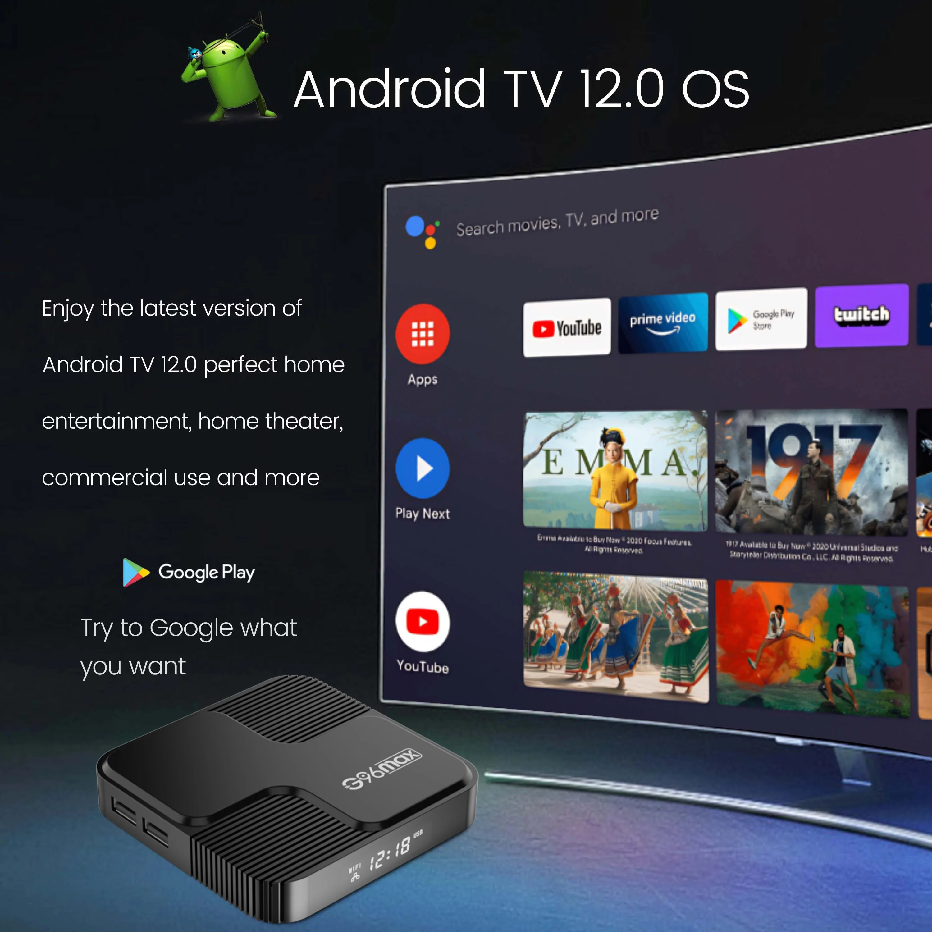 G96max H618 Android Smart TV Box Allwinner H618 Quad Core 64GB 4GB Android 12 Bluetooth 5,0 2,4G 5G 6K HD Media Player Streaming