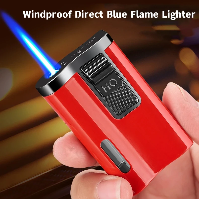 New Outdoor Windproof Direct Fire Metal Turbine Torch Lighter Kitchen Barbecue Camping Cigar Lighter Tool Men\'s High End Gifts