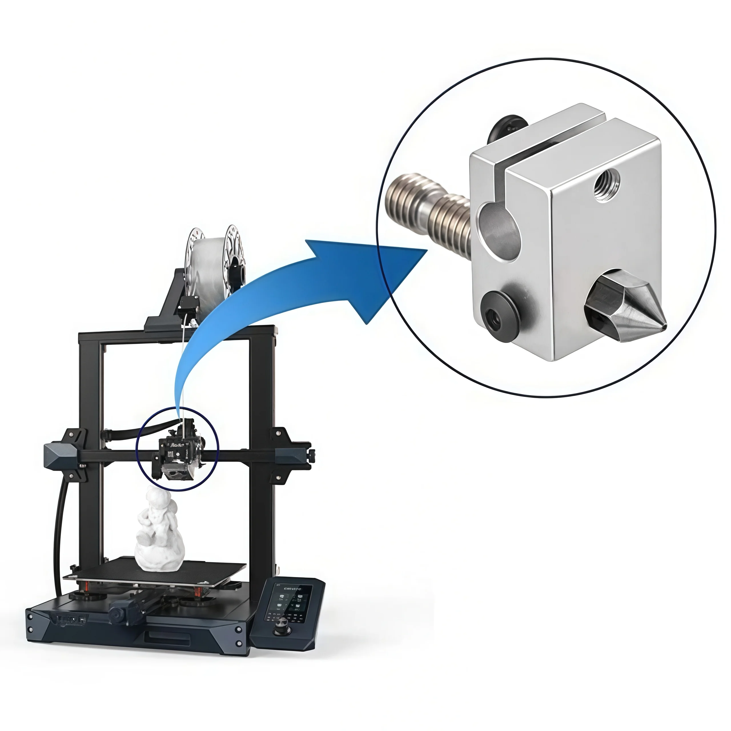 Creality Ender 3 MK8 Gehärtete Stahldüse, Hochtemperatur- und Verschleißbeständig für Ender 3/3 Pro/S1 & CR-10 Serie 3D-Drucker Düse – Detail 6