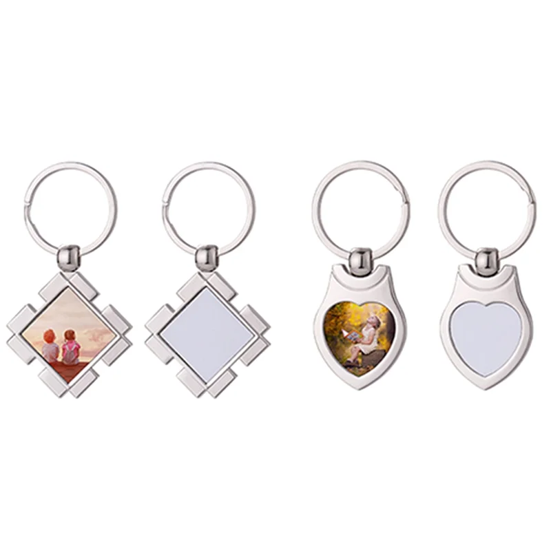 10 peças chaveiro em branco de sublimação chaveiro de transferência de calor de metal para sublimação diy, 2 formas