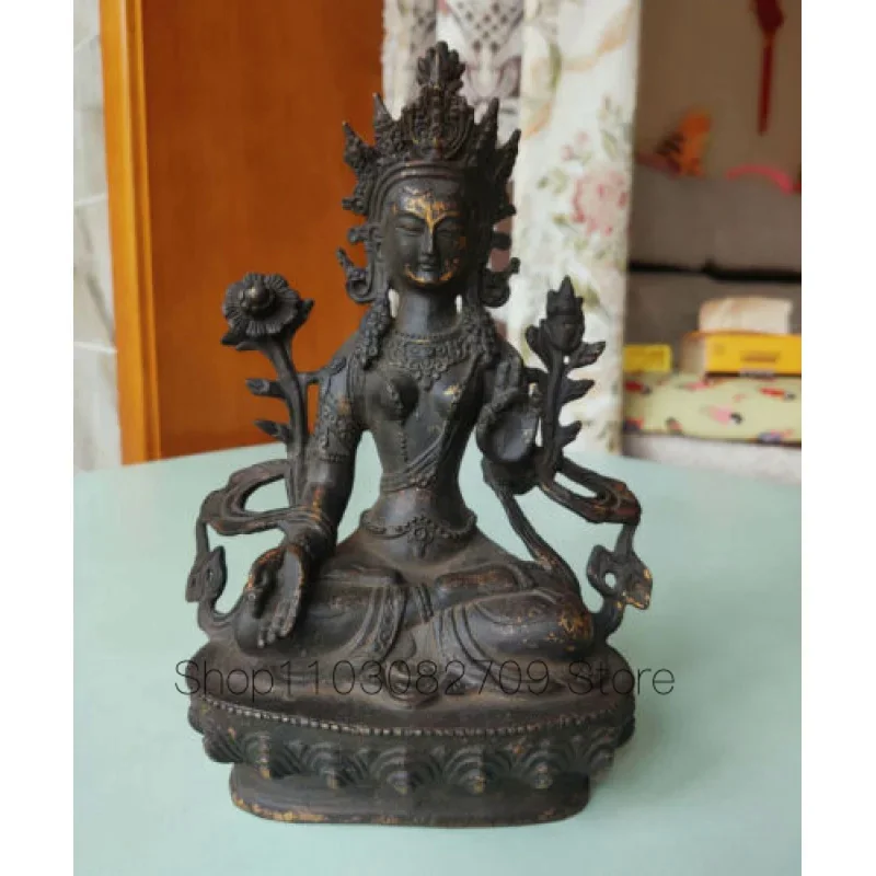 antique Kwan-yin Patina Old Copper Bronze White Tara statues Mythical buddha