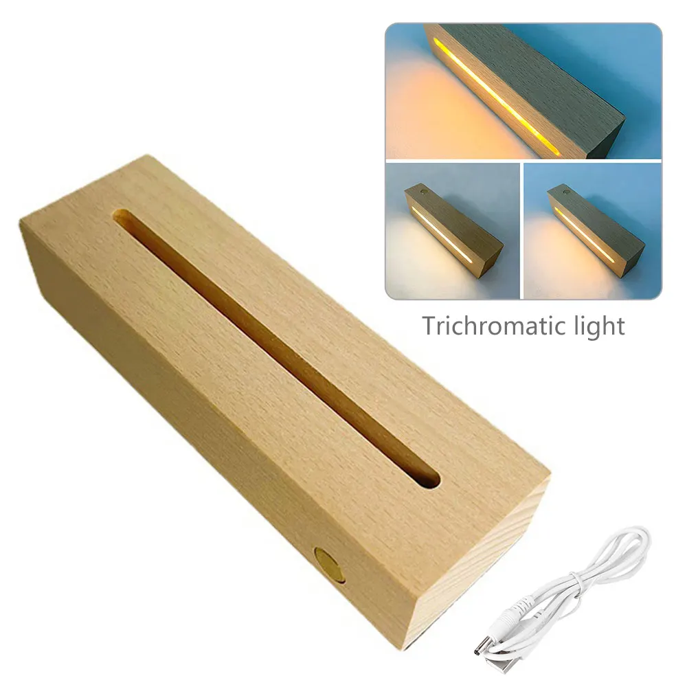 Base de lámpara LED de madera, Base de exhibición de luces de Pedestal de pantalla rectangular colorida, soporte de Base iluminado de madera para