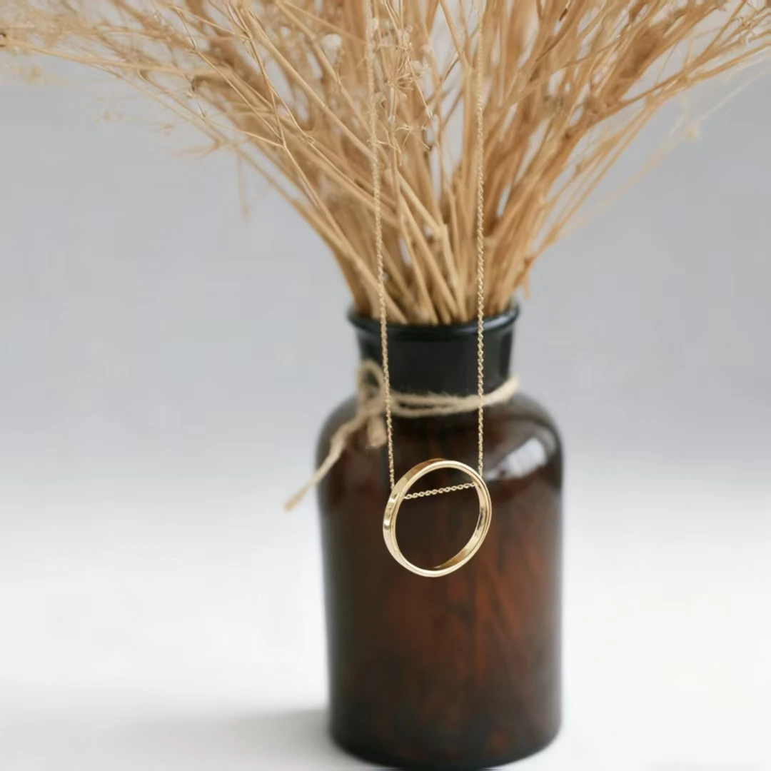 

Minimalist Geometric Circle Long Necklace, Elegant Versatile Sweater Chain Birthday Christmas Gift for Women