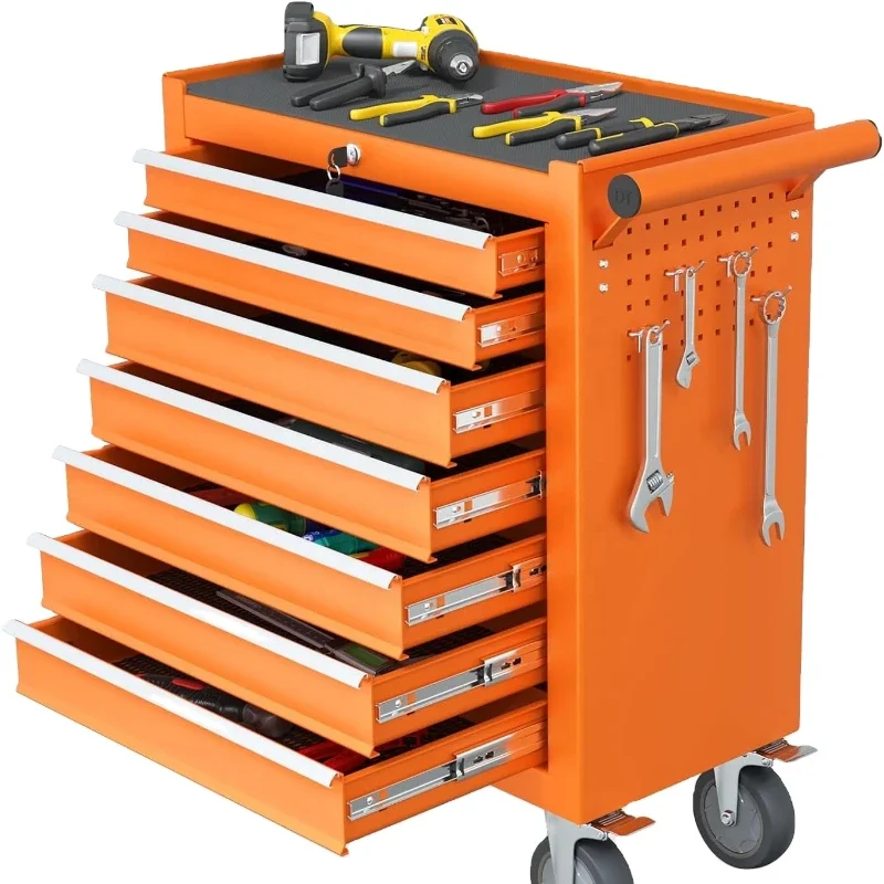 Wholesale 7 Drawer Rolling Toolbox Toolbox, Wheeled, Heavy Duty Mobile Tool Storage Cabinet, For Garage, Workshop