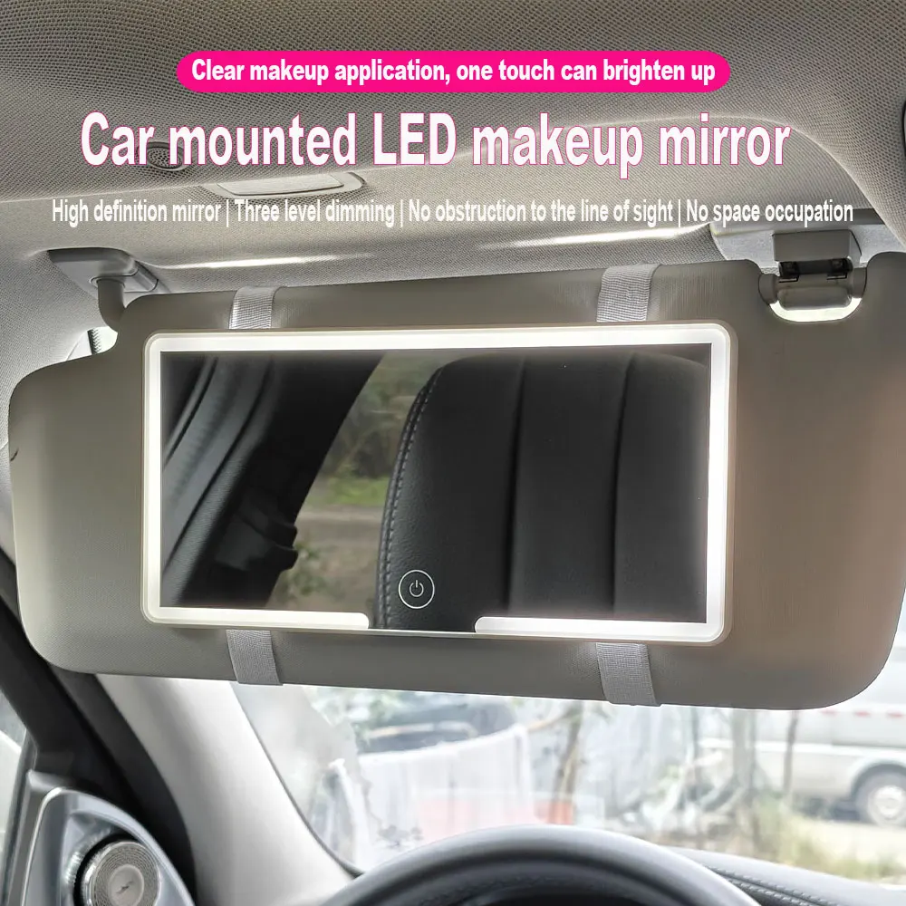 

Car Sun Visor Makeup Mirror Rearview LED Touch Screen Adjustable Brightness Auto Interior Makeup Mirror Charging Vanity Mirror
