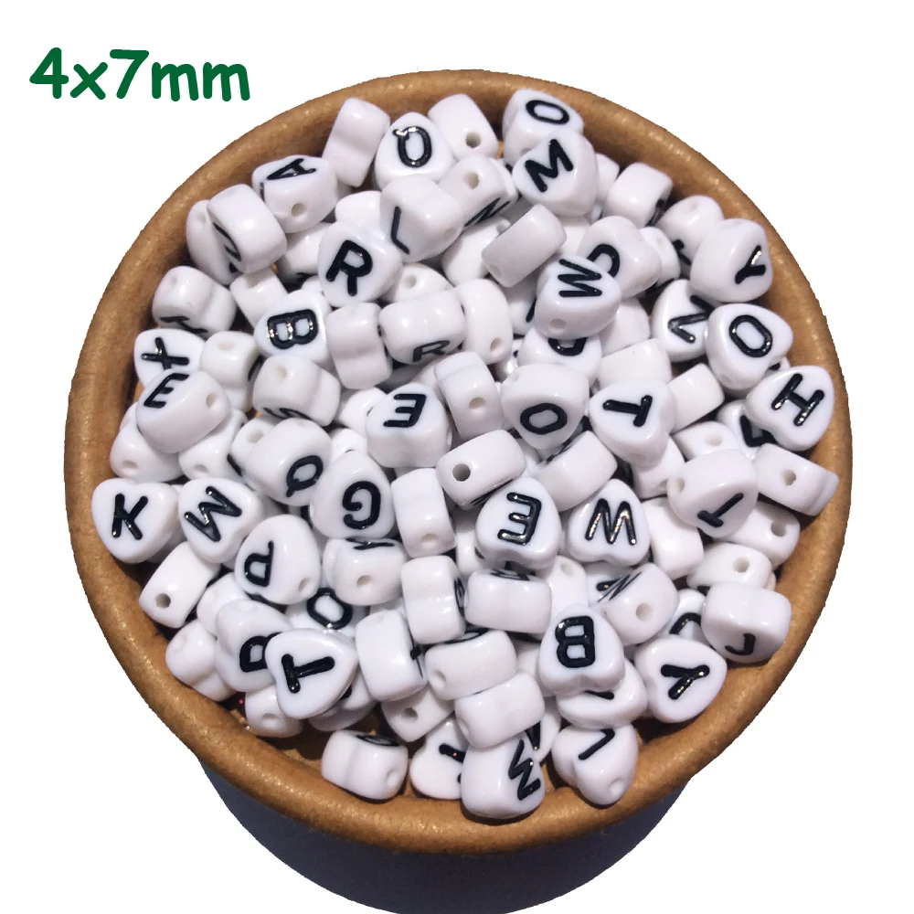 Heart Beads with Letters for Jewelry Making 4x7mm 3000pcs Acrylic Colorful Alphabet Bead for Kids Bracelet Spacers DIY Accessory