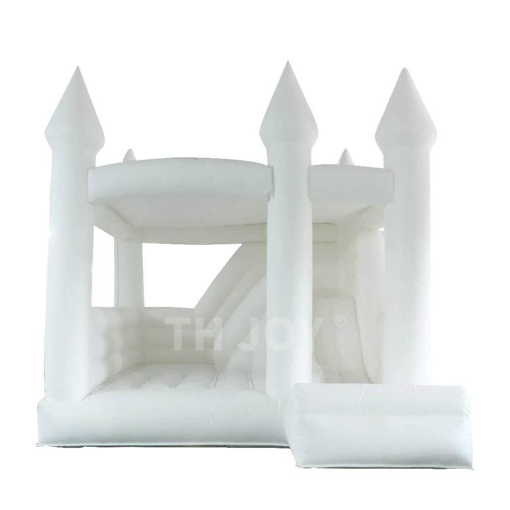 

free air ship to door,4.5x4.2m inflatable bounce house with slide, wedding white bouncy castle combo