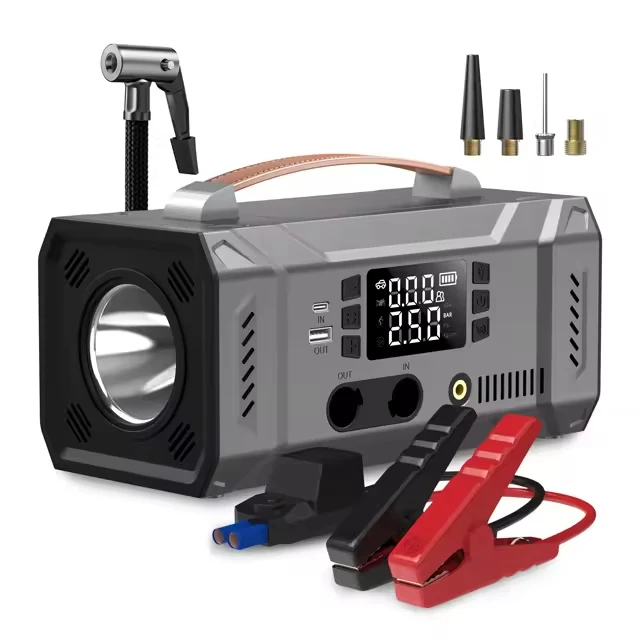 7-in-1 Jump Starter 2500A 10000mAh 150PSI Tire Inflator & Air Blower Portable Power Bank with SOS Light for Camping Outdoor