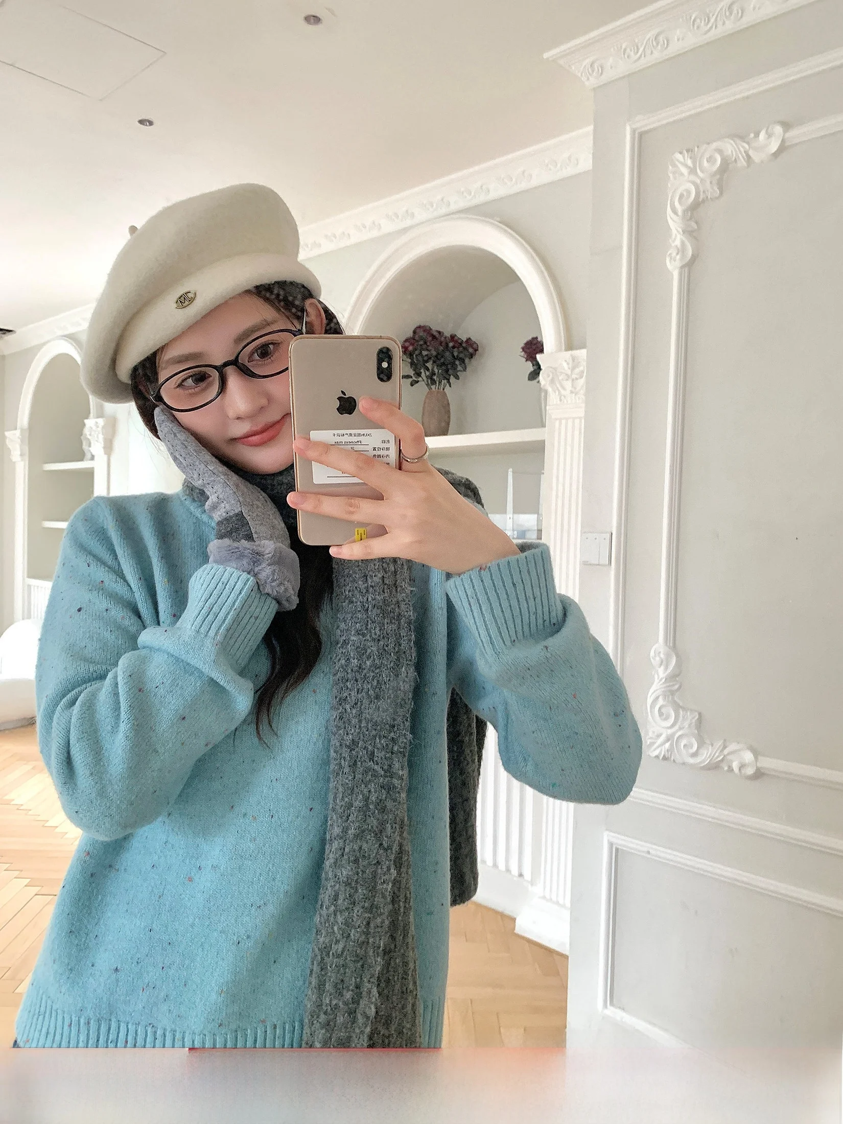 

Bla Label Li Xiaoxiao Women's Casual round Ne Sweater Autumn Loose Fit Versatile Loose Top Color Dot Pattern Comfortable