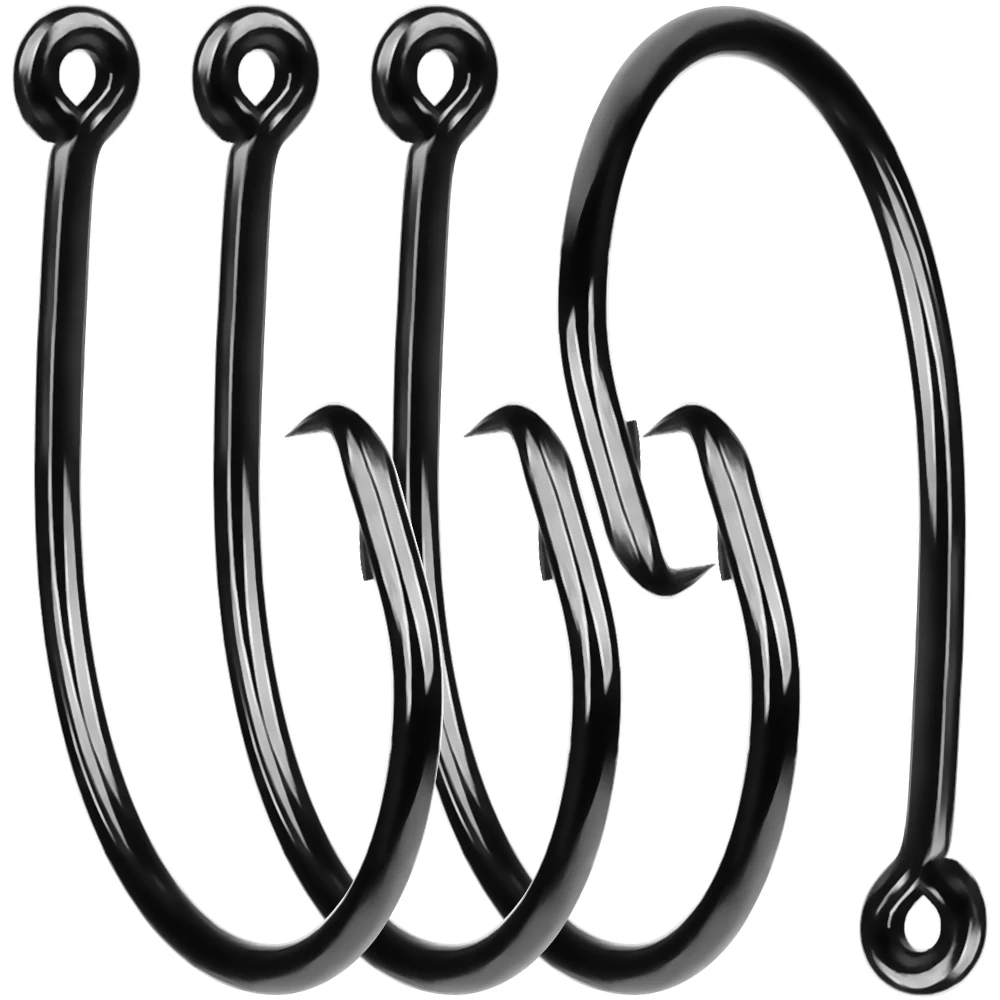 

PROBEROS 10Pcs Black Heavy Duty Offset Circle Hooks for Saltwater Tuna Fishing 4#-7/0# Sizes Fishing Hooks