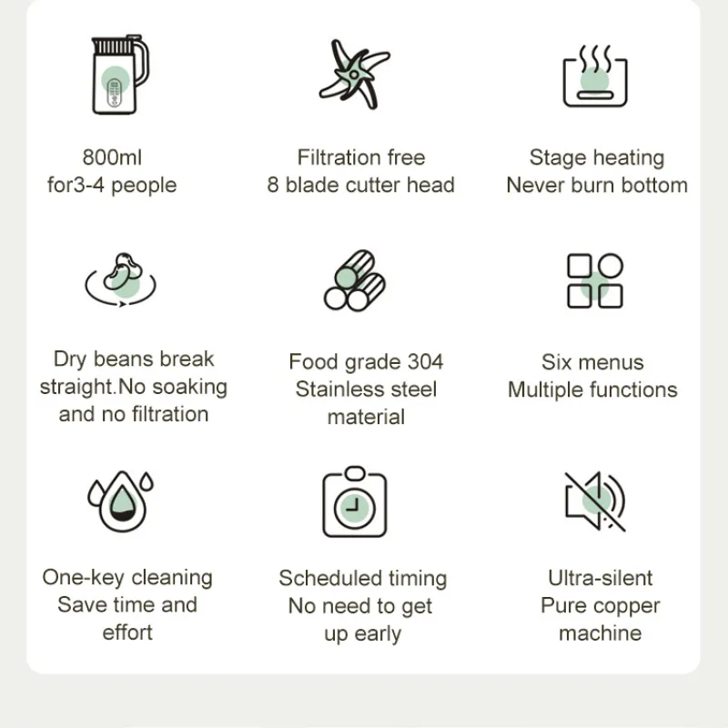 Disjuntor De Parede Multifuncional FilterFree Máquina De Soymilk, Mini Pasta De Arroz, Pequeno Alimento Auxiliar