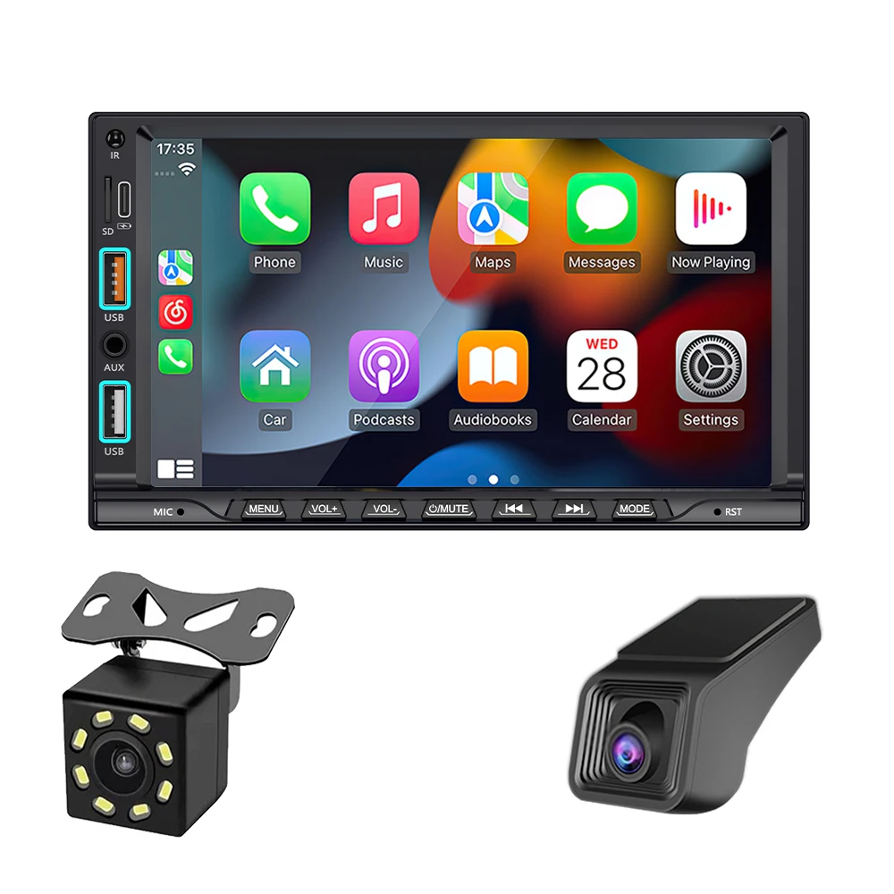 XIMA Universele 2din 7 inch IPS Touchscreen Carplay Android Auto Autoradio Bluetooth FM Extra Ingang Auto Multimedia Speler - afbeelding 2