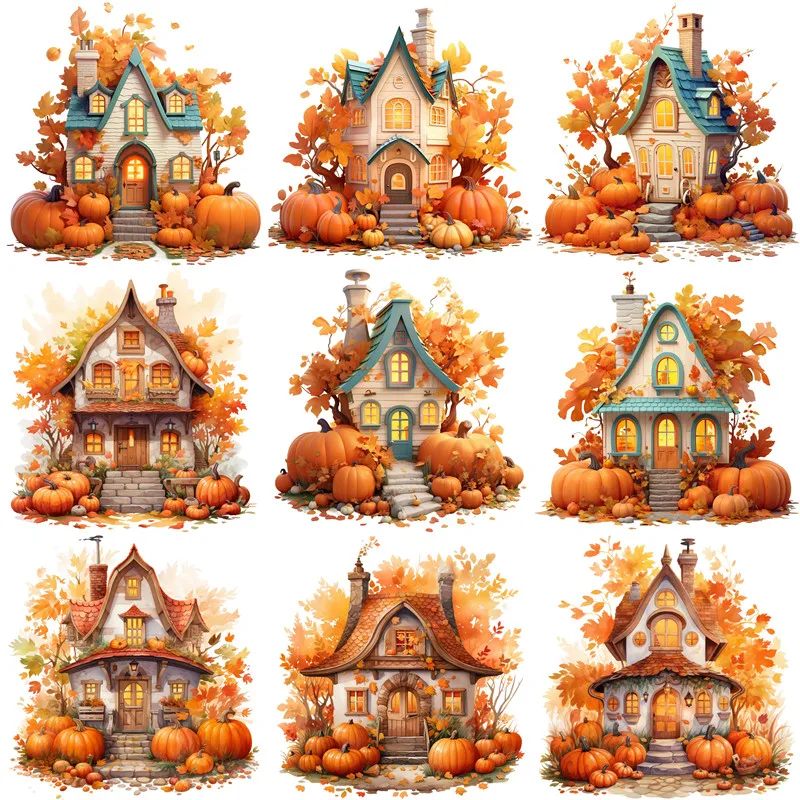 12Pcs/Pack Pumpkin House Sticker DIY Craft Scrapbooking Album Junk Journal Decorative Stickers