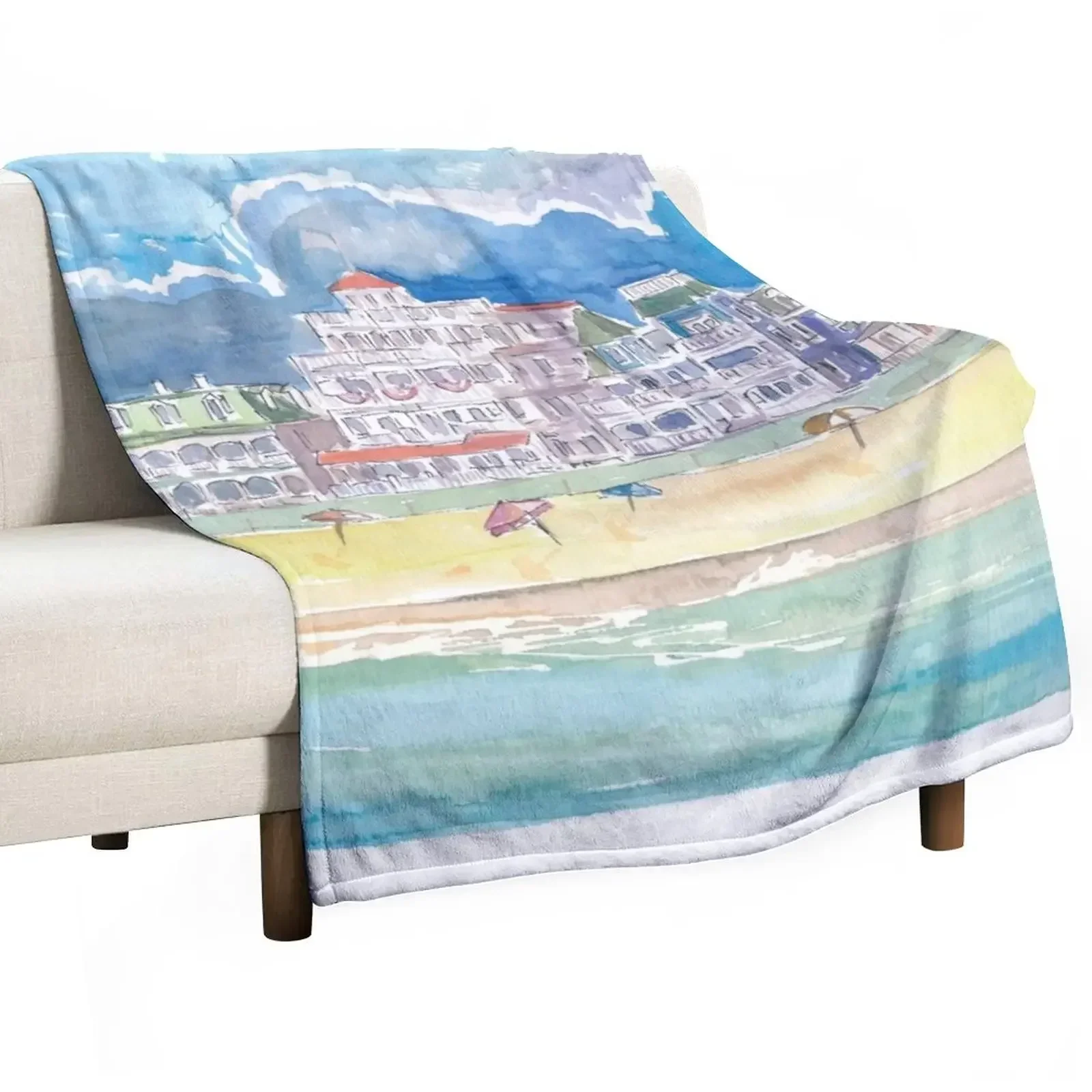 

Cape May New Jersey Typical Beach Scene Throw Blanket Luxury Throw sofa bed Blankets