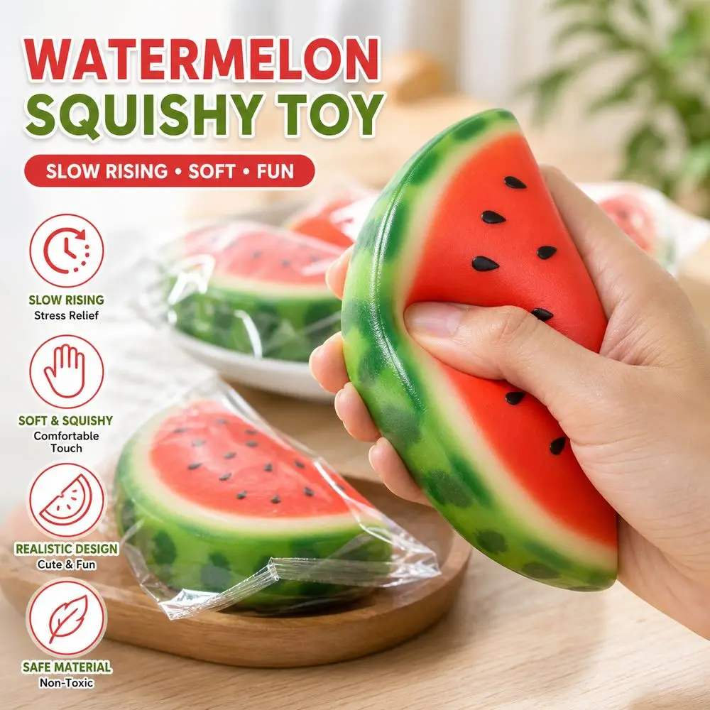 Soft Texture Watermelon Squishy Toy Slow Rebound Realistic Watermelon Shape Watermelon Squeeze Toy Watermelon Pattern