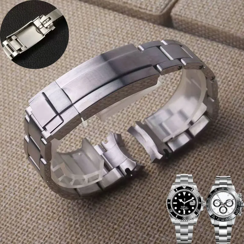 

20mm 21mm Silver Traditional Strap /Jubilee/Oyster Bracelet Stainless Steel For SUB NH35 NH36 Watch Folding Buckle Sliding Lock