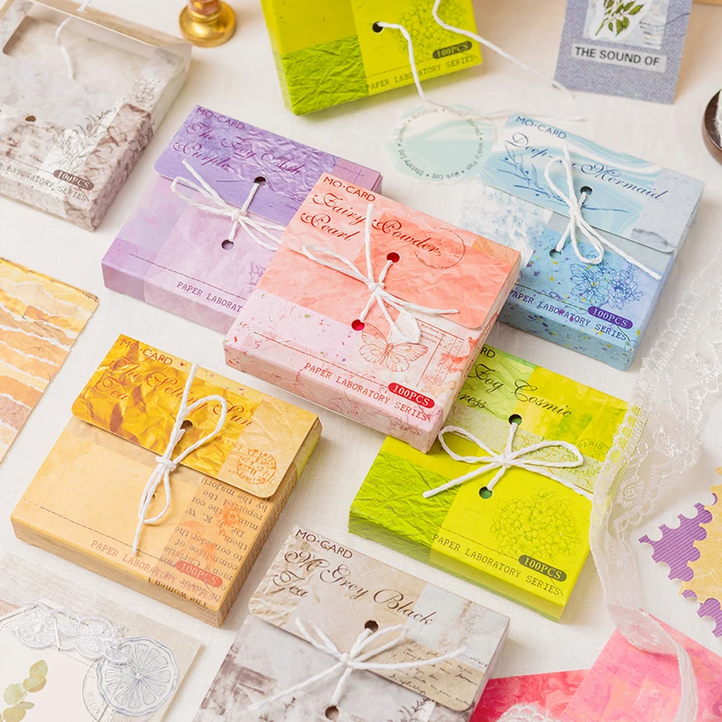 100 Stück Bunte Quadratische Papier-Dekorationen für Junk Journal, Planer, Collage, Schreibwaren, DIY Scrapbooking Bastelpapier
