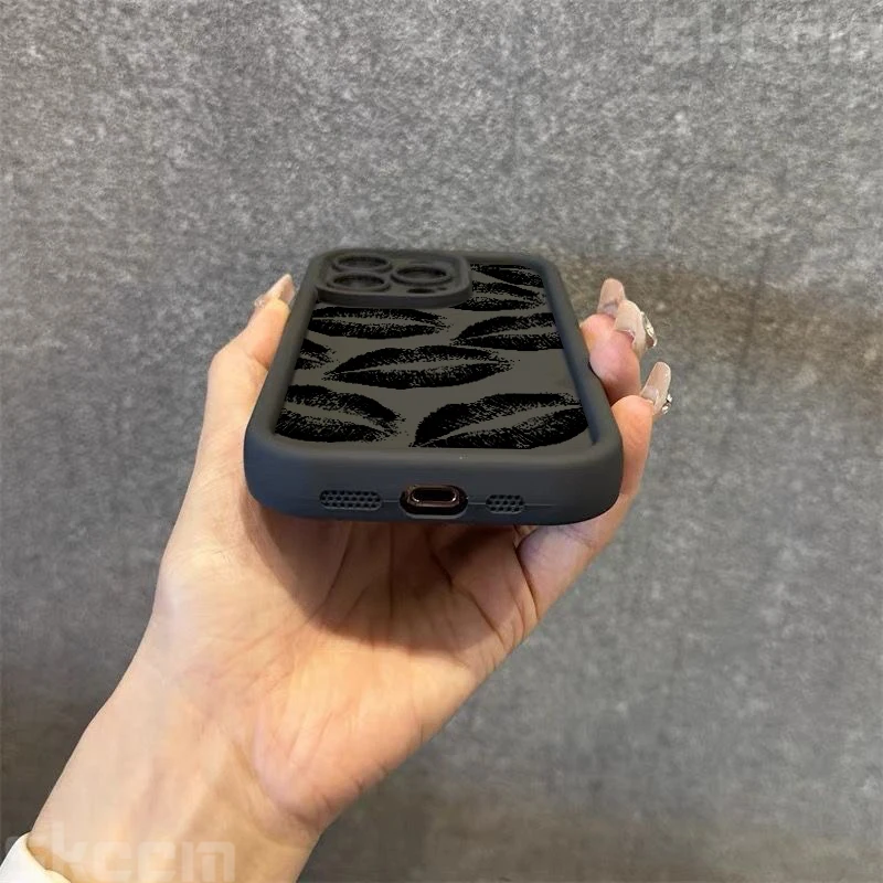 Black And Red Lips Kiss Print Soft Silicone Case For Samsung Galaxy S25 Ultra S24 Plus S23 FE S22 S21 S20 A55 A54 A15 A35 Cover - náhled 5