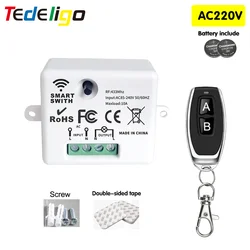 433MHz AC 110V 220V telecomando senza fili RF interruttore 1CH ricevitore relè con trasmettitore ON/OFF per lampadina a Led controllo fai da te