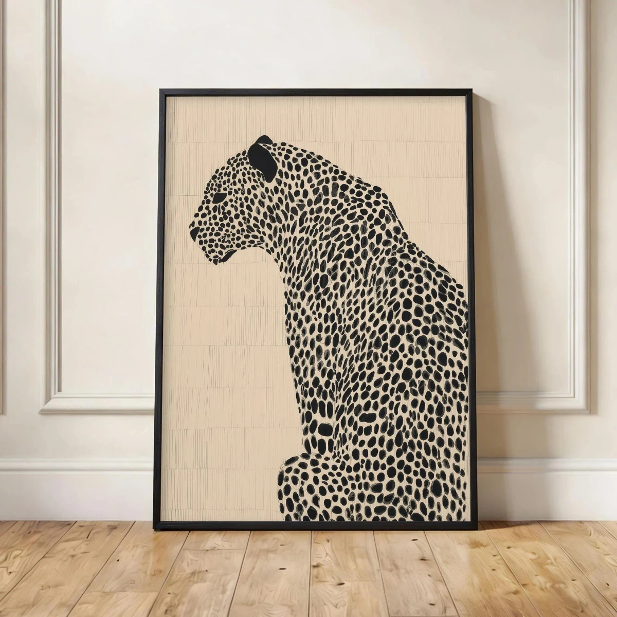 Vintage Leopard Canvas Prints Poster Neutral Minimalist Beige Cheetah Animal Art Prints Living Room Wall Art Home Decor Poster