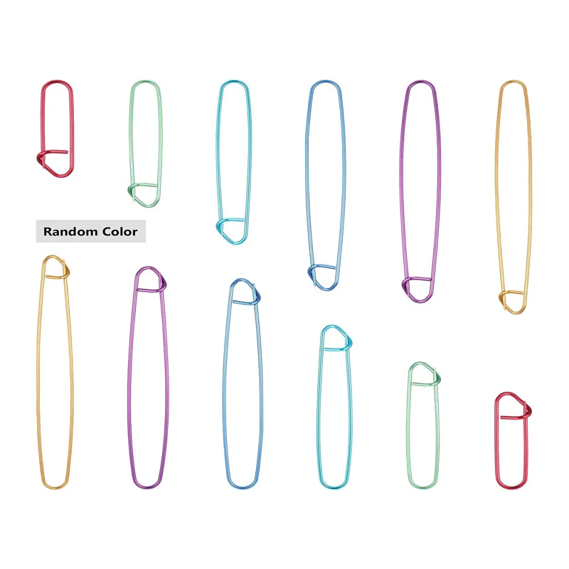 6/12Pcs Stitch Holder 6 Size Stitch Holder Set Aluminum Safety Pin Yarn Stitch Holder Set Crochet Knitting Needle Markers Tool