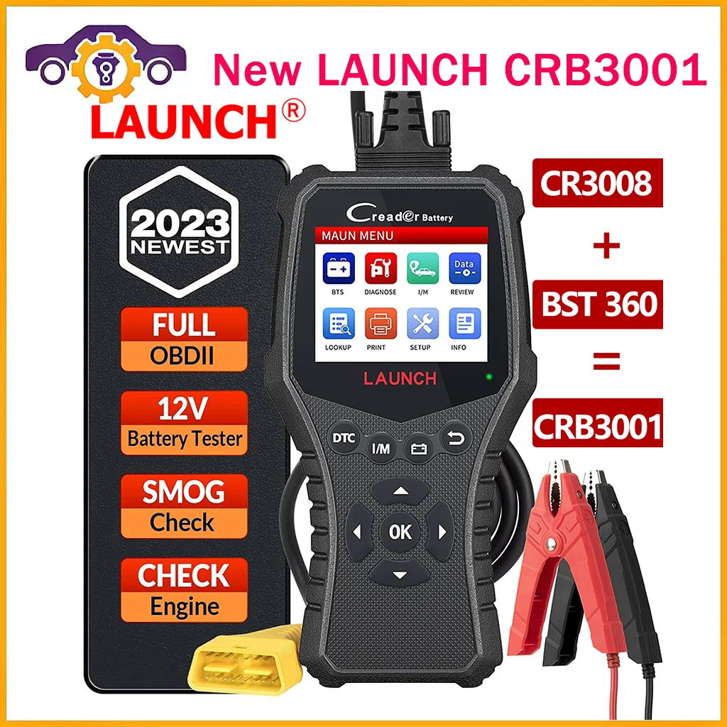 

New LAUNCH CRB3001 6V 12V Battery Tester OBD2 Scanner CR3008 BST360 2 in 1 100-2000 CCA Battery Health Charging Test Free Update
