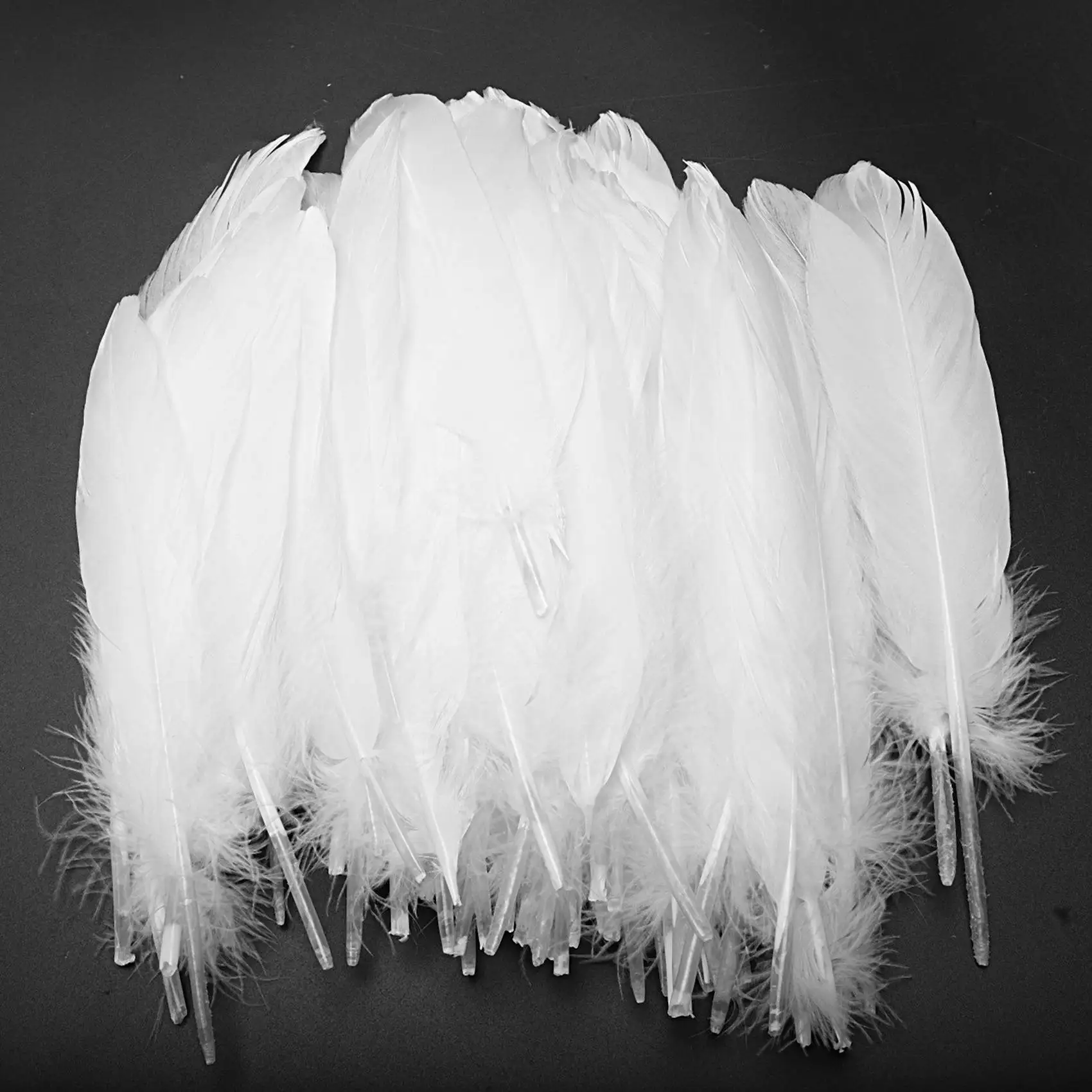 ABQR 200Pcs White Feathers Goose Craft For Party Hat Crafts Wedding Decoration 15-22Cm