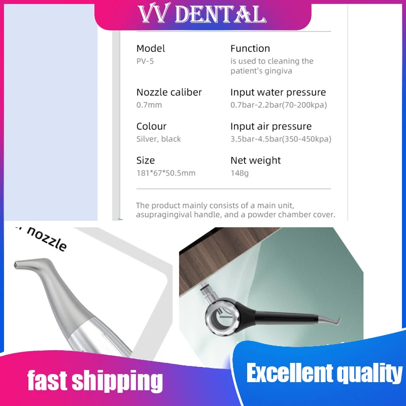 VV Dental 2/4 Holes Polisher Jet  Air Prophy Teeth Whitening Spray Water Air Prophy Unit Flow Tooth Cleaning Lab Polishing