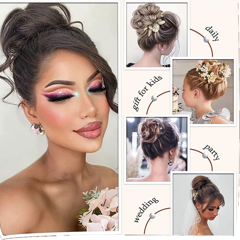 MSTN-Curly Messy Bun Hair Extensions for Women, Claw Style, Hair Accessories