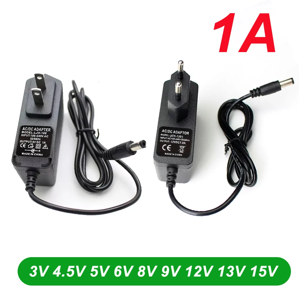 AC-DC 100V-240V Power Adapter 3V 4.5V 5V 6V 8V 9V 12V 13V 15V 1A Universal Power Adapter Supply Charger adapter Eu Us Plug