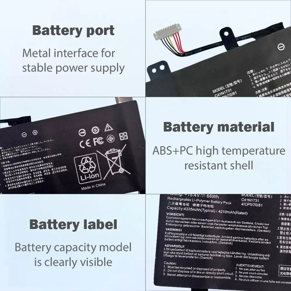 C41N1731 15.4V 66Wh Battery Replacement for Asus GL504GM GL504GS ROG Strix GL504GW Scar II GL504GM-ES155T 0B200-02940000