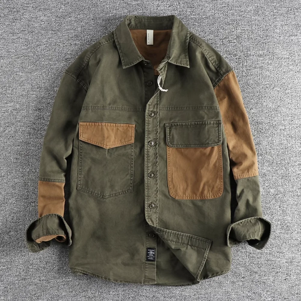 

2023 Autumn New Men's Retro Colored Work Jacket Casual Loose Shirt Men's Work Shirt Oversized Jacket Designer Clothing