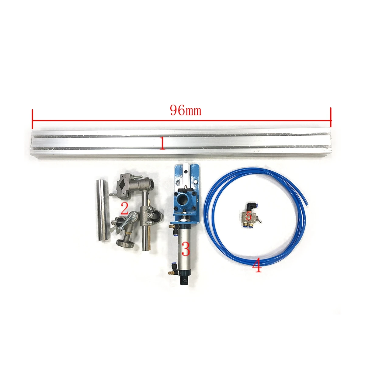 Imagem -02 - Cilindro Pneumático Stroke Torch Holder Posicionador de Soldagem Peças de Mesa Giratória Braçadeira Titular Tocha de Soldagem Ajustável com Trilho Deslizante