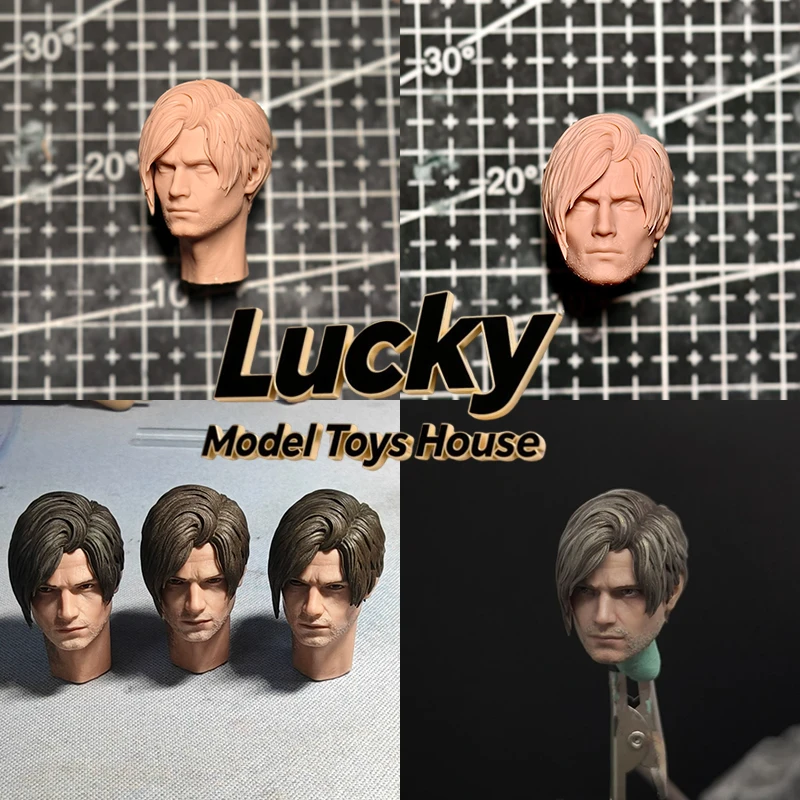 1/12 Leon Kennedy Man Soldier Unpainted Head Sculpt Customization For 6