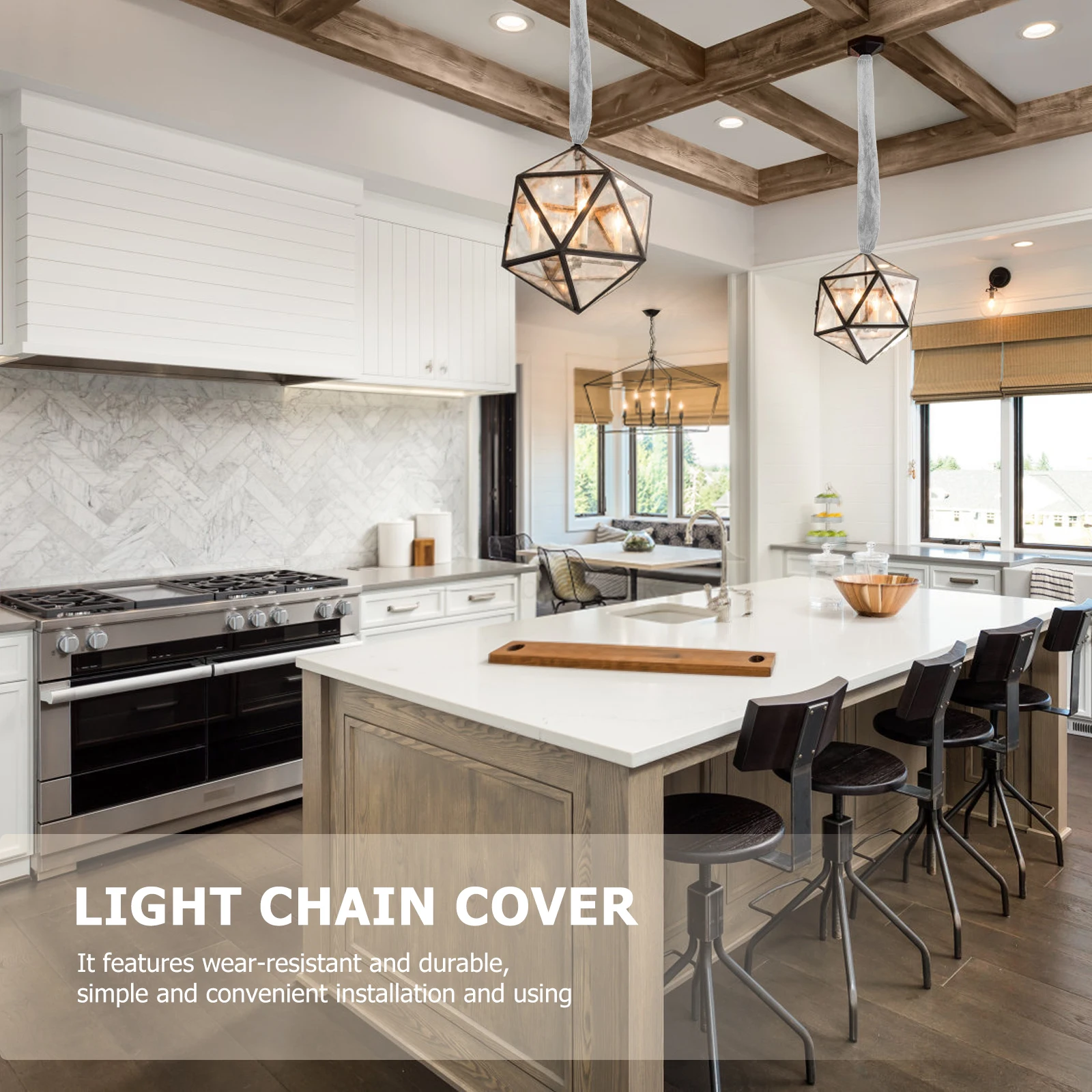 

4pcs Grey Fabric Chain Covers 0.6m Lamp Accessories Wear Resistant Durable Hanging Sleeve Cord Protective Lighting Decor