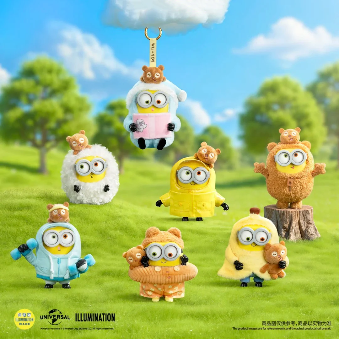 Caja ciega de 52 juguetes Bob y Tim, pequeño hombre amarillo, juguete coleccionable de moda, regalo de Navidad, estudios universales, amigos para niños y adultos