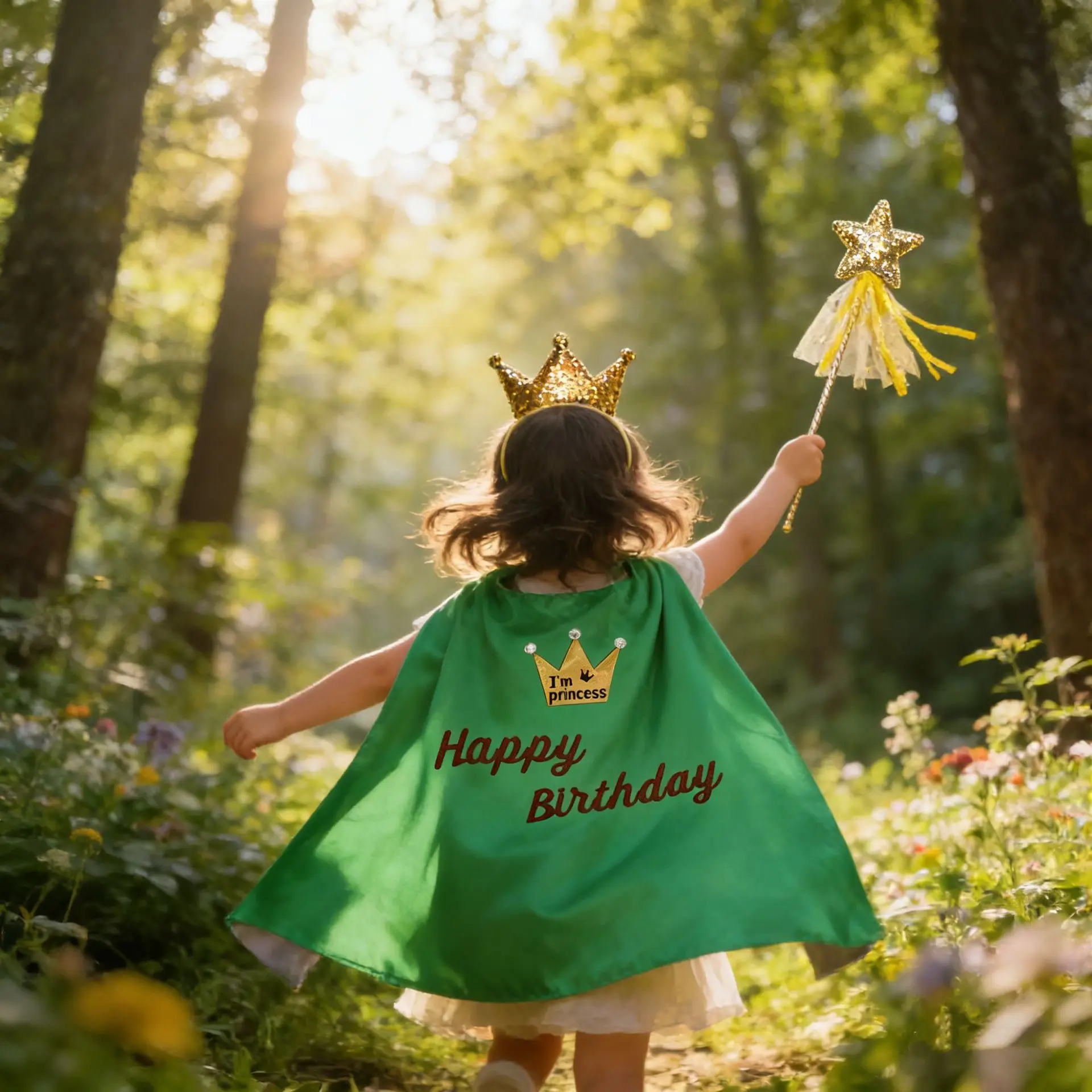 Girls Princess Dress-Up Set with Crown & Cape, Multi-color Party Supplies & Photo Props for Birthday & Festive Occasions