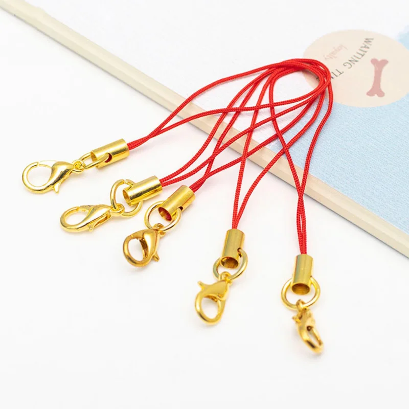 Großhandel Handy Fall Strap Lariat Lanyard Gold Karabinerverschluss Handy Schnur Hängen Seil Schlüssel Kette Charme Finding Anschluss Ring