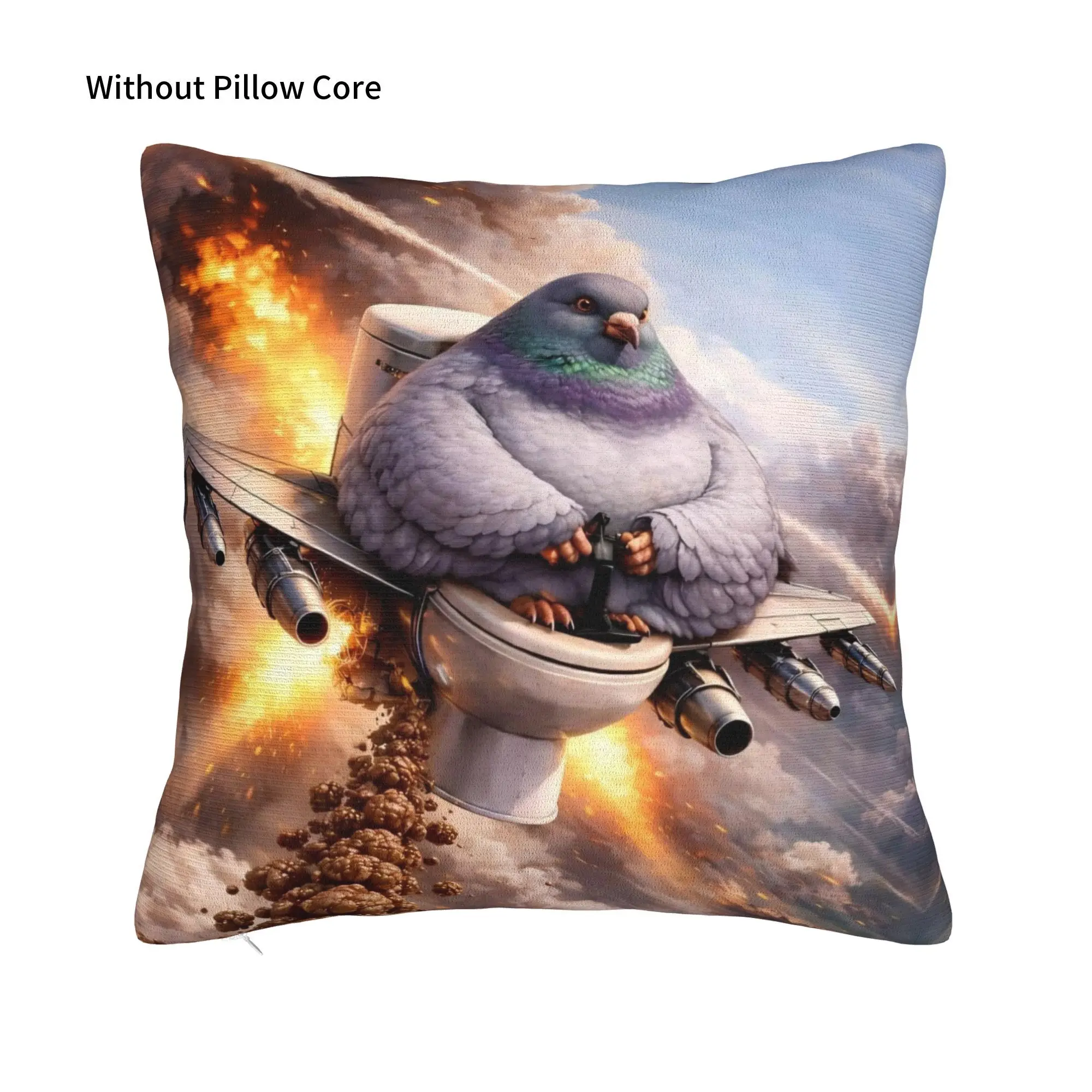1pc Funny Rocket Pigeon Pillowcase Single Sided Zipper Cushion Cover Machine Washable For Home Sofa Bedroom Office