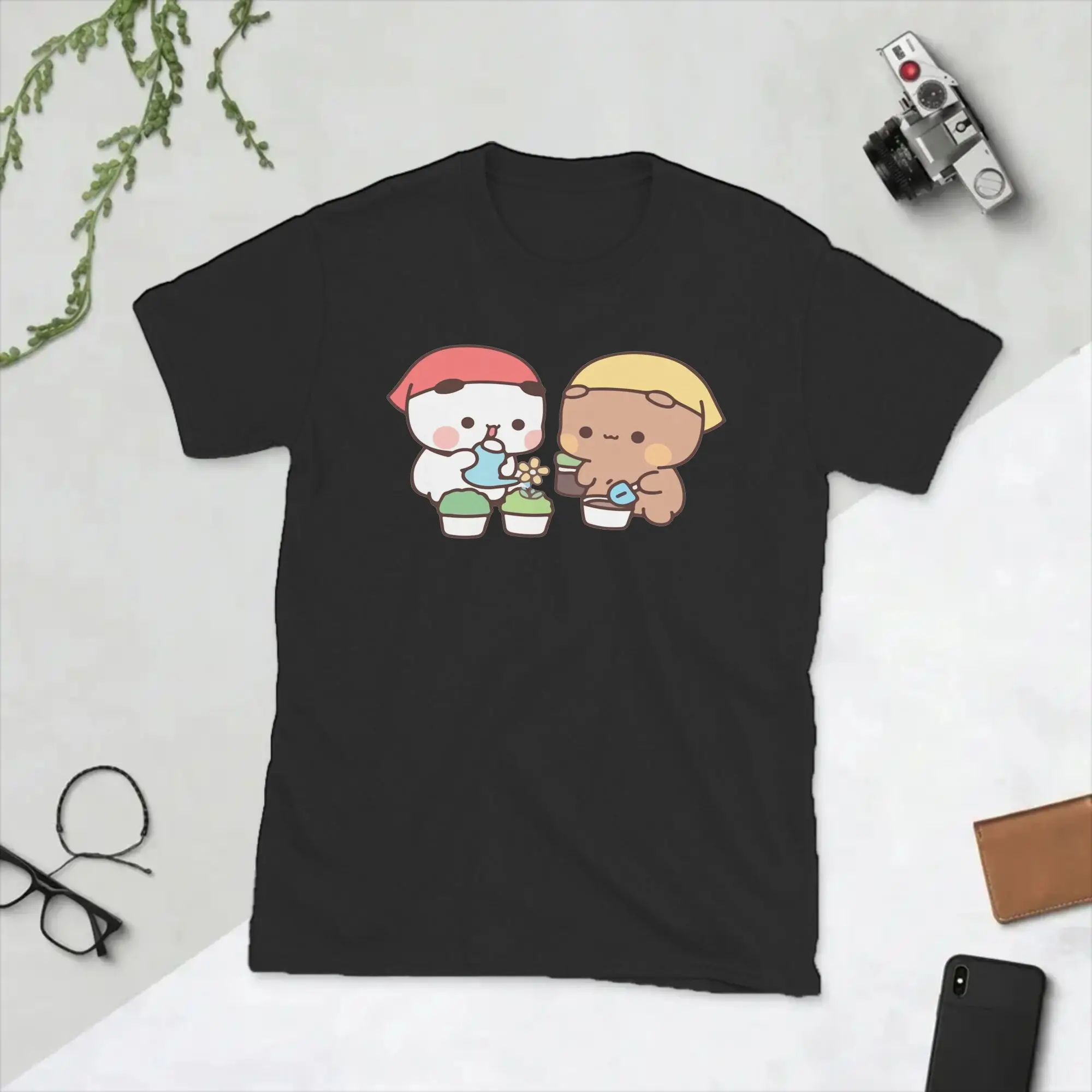 Men's T-Shirt Cartoon Bubu and Dudu Humorous Cotton Tees Short Sleeve Bear and Panda  T Shirts Crewneck Clothes New Arrival