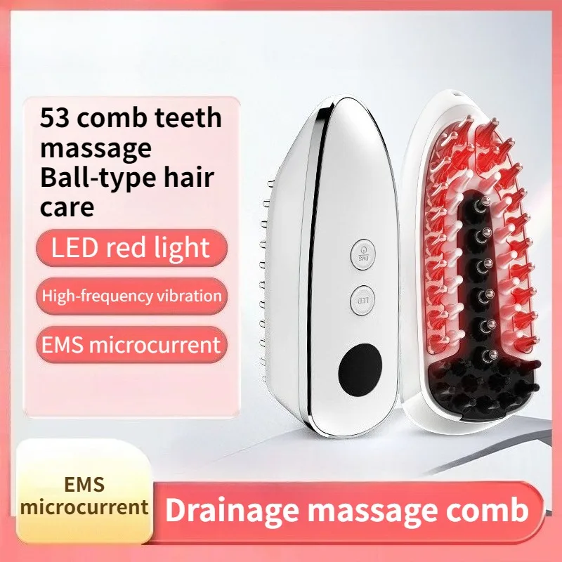 Portable Liquid-guiding Massage Comb LED Red Light High Frequency Vibration Scalp Massage Comb Multifunctional Massager Device