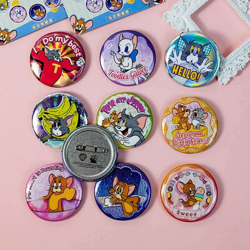 Tom And Jerry Blind Box 5.8cm Double Flashing Badge For Backpack Decoration School Acsesories Children Birthday Gifts