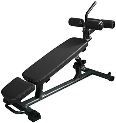 Semi-Commercial Sit-Up Bench For Core Workouts and Decline Bench Press. Adjustable Weight Bench with Reverse Crunch Handle with