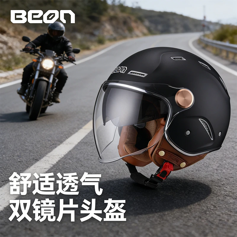 

Dual Visor Motorcycle Helmet 3/4 Half Helmet Unisex Men Women 4 Seasons Winter Warm Motorbike Riding Helmet for Cruiser Scooter