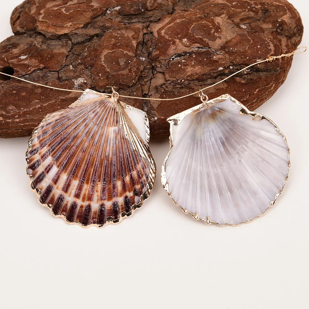APDGG 5Pcs Sector Shell Pendant Charms For DIY Necklace Bracelet Anklet Furniture Accessories Sewing Craft Jewelry
