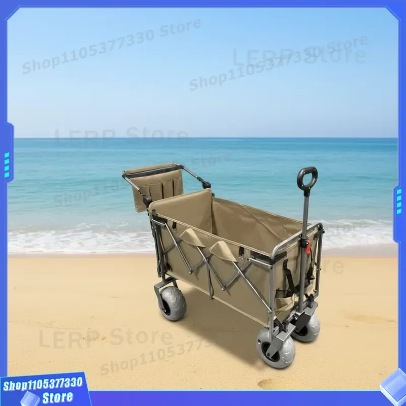 Heavy Duty Stainless Steel Foldable Cart with Four Wheels for Outdoor Camping Beach Picnic Modern Design Customizable Color