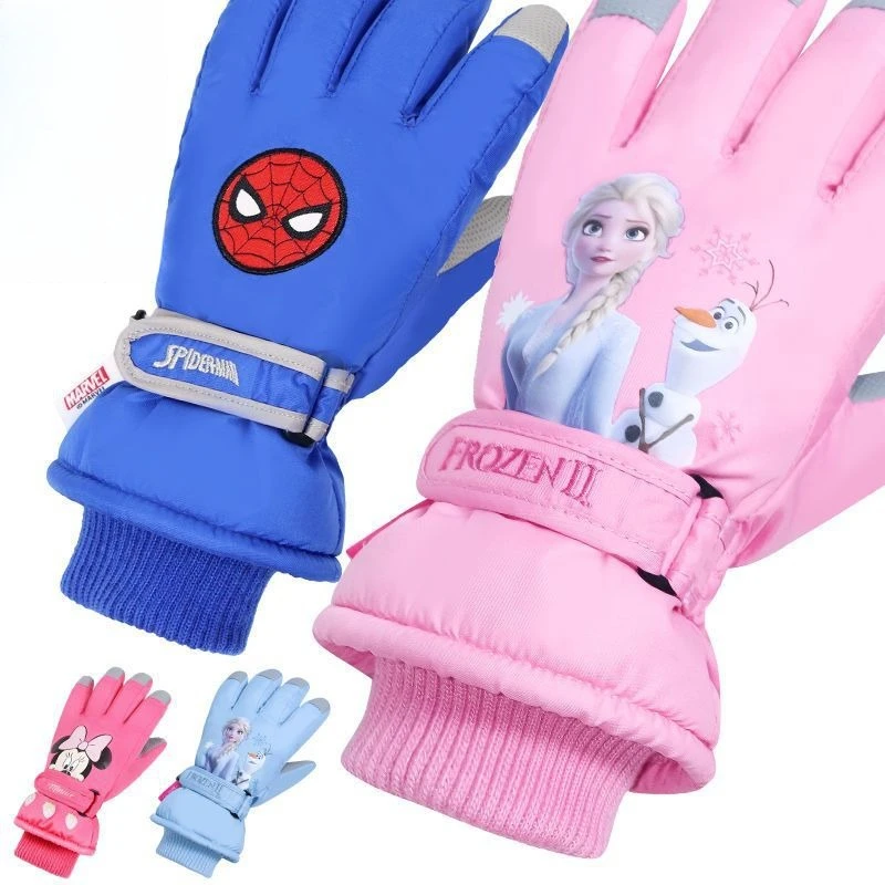 Детские перчатки Miniso Disney, зимние лыжные водонепроницаемые теплые перчатки, студенческие утолщенные детские уличные незамерзающие перчатки