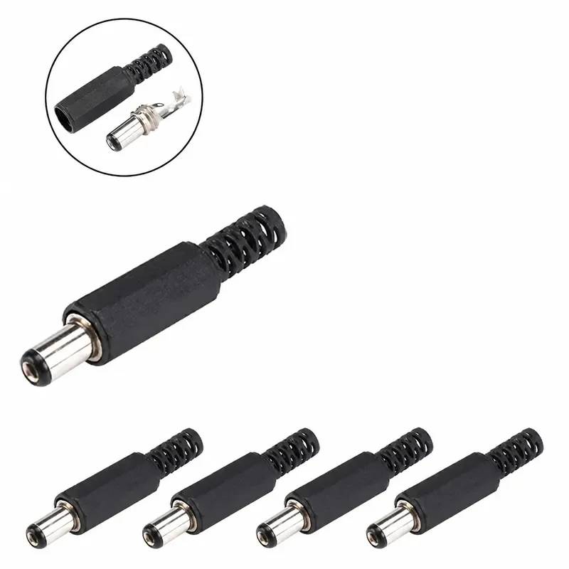 5/20/100PCS 5.5X2.5 Mm DC Power Plug Jack Connector Black Plastic Cover 5.5*2.1mm DC Male Wire Terminals Adapter