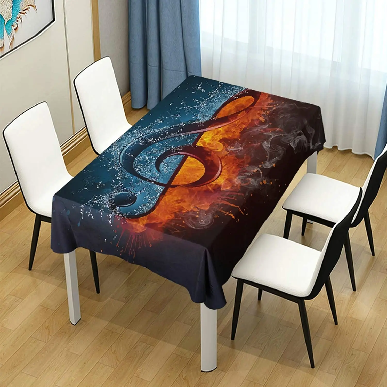 Musical Notes Rectangle Tablecloth Kitchen Dining Table Decor Reusable Waterproof Table Covers Wedding Party Decorations